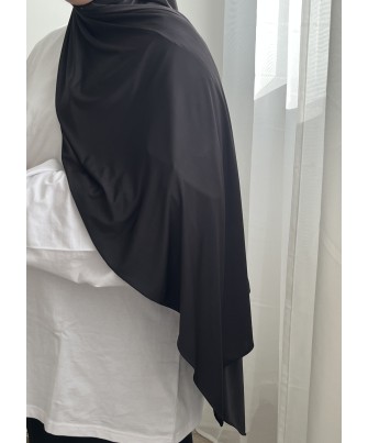 Hijab Jersey Liquide Noir Premium – Fluide, Léger et Ultra Doux